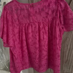Pink Flutter Sleeve Boxy Blouse